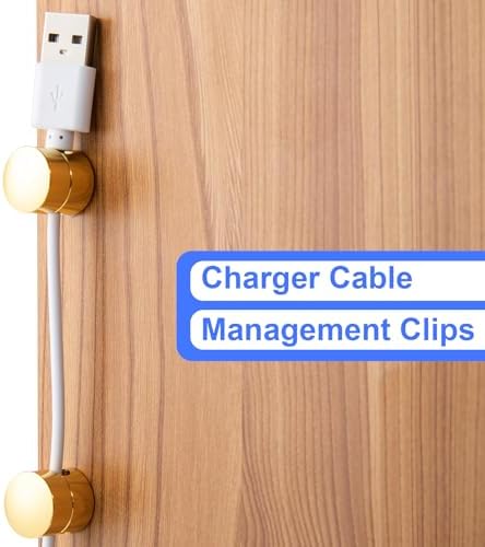 SmallCat 5 Sets Charger Holders for Cords, Gold Adjustable Cable Anchor Holders, Adhesive Metal Cord Clips, Cable Management Wire Organizers for Desk, Office, Nightstand - Image 4