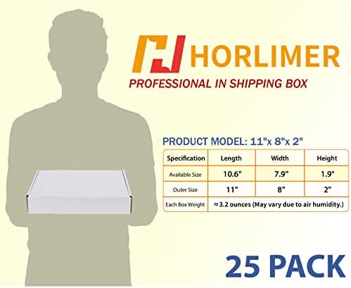 HORLIMER 11x8x2 inches Shipping Boxes Set of 25, White Corrugated Cardboard Box Literature Mailer - Image 2