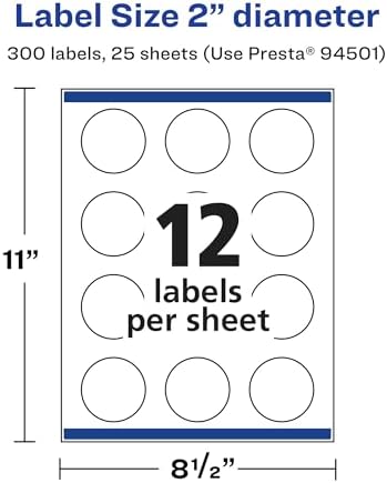 Avery® Matte White Round Labels, Sure Feed® Technology, 2" Diameter, 300 Matte White Printable Labels - Image 5
