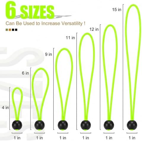 30 Pack Ball Bungee Cord, Heavy Duty Bungie Cord (4",Fluorescent Green) - Image 3