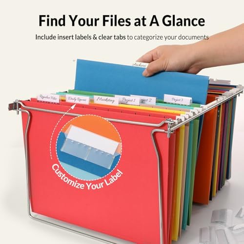 SUNEE Hanging File Folders, 100 Pack Letter Size Hanging File Folders with 1/5-cut Tabs, Stay Organized for Your Home and Office Bulk File, Documents and Paper, 10 Assorted Colors - Image 2