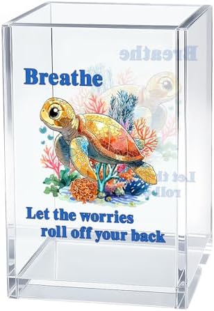 Sea Turtle Pen Holder Makeup Organizer, Mental Health Desk Décor by Unknown