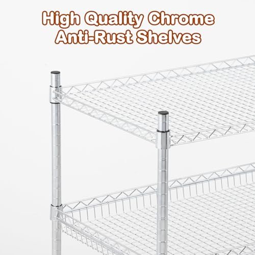 3-Tier Rolling Utility Cart 500 Lbs Capacity Rolling Carts, Wire Rolling Cart with Handle Bar Commercial Rolling Storage Trolley Utility Shelf Plant Display Shelf Food Cart, Low Handle - Image 2