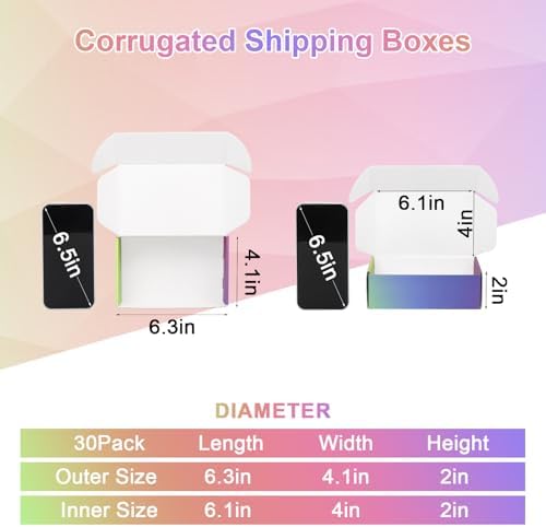 6x4x2 Small Shipping Boxes for Small Business, 30 Pack Colorful Cardboard Boxes for Shipping Mailing - Image 2