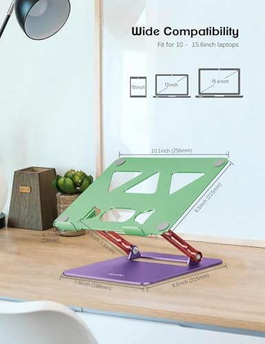 Aoviho Laptop Stand for Desk－Adjustable Laptop Stand Holder －Foldable Notebook Computer Stands for MacBook Air Pro HP Lenovo Dell Samsung Chromebook, 10-15.6 inch, Mixed Color - Image 6