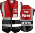 High Visibility Safety Vest with Reflective Strips Customize Logo Hi Vis Team Work Uniform Vest (4XL, Red black) by YOWESHOP