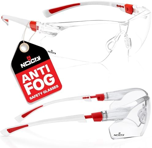 NoCry Clear Safety Glasses for Men and Women; Lightweight Work Glasses with Adjustable Frames and No-Slip Grips; Scratch Resistant Anti Fog Safety Glasses with Superior UV Protection, ANSI Z87.1 Rated by NoCry