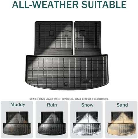 Prosheve Floor Mats & Cargo Liner Set for Hyundai Palisade 2020-2025 7/8 Passenger (2020-2025 Hyundai Palisade Cargo Mats) - Image 7