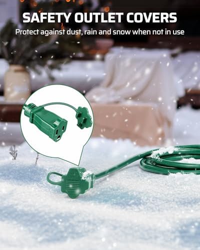 DEWENWILS 25FT Outdoor Extension Cord, Evenly Spaced 3 Outlets Plugs - Image 3