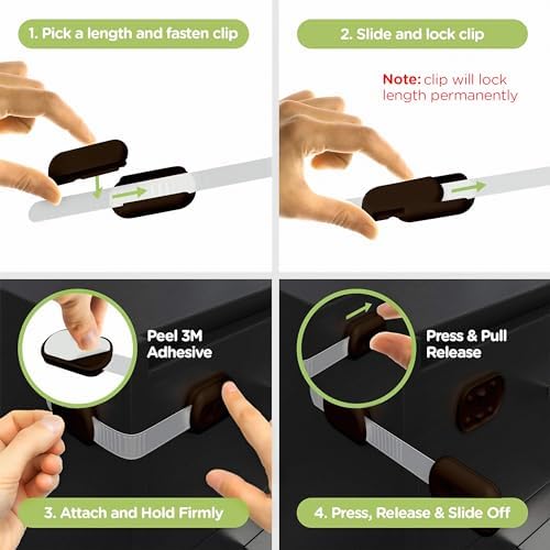SKYLA HOMES Child Safety Cabinet Locks, Brown, 8 Pack - Image 3