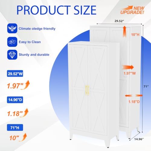 GAIOUS 71" Tall Kitchen Pantry Cabinet,Metal Storage Cabinet White Cupboard - Image 2