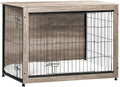 DWANTON Dog Crate Furniture with Cushion, Wooden Kennel Table with Double Doors, Indoor Dog House, Large Size, 38.5" L, Greige by DWANTON