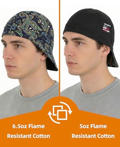 BOCOMAL FR Welding Cap Paisley Printed CAT2 Midweight 6 Pannel Welder Caps - Image 4
