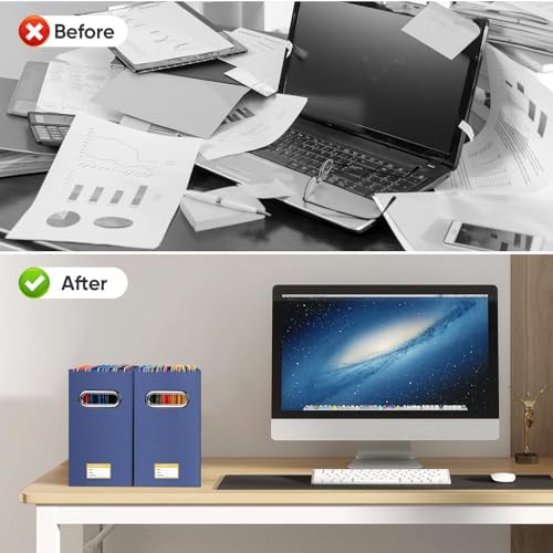 BALEINE 8PK File Organizer Box, Cardboard File Folder Organizer with Handle - Image 7