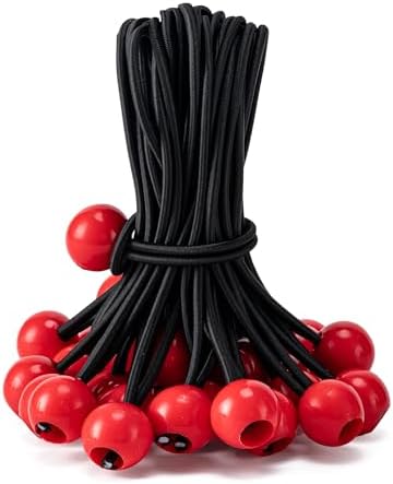 30 Pack Ball Bungee Cord, Heavy Duty Bungie Cord Balls (12",Black/Red) by Unknown