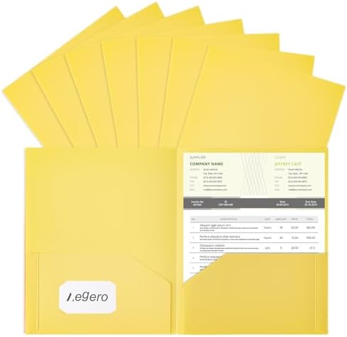 Aegero Plastic Folders with Pockets (7 Pack, Yellow) by Unknown