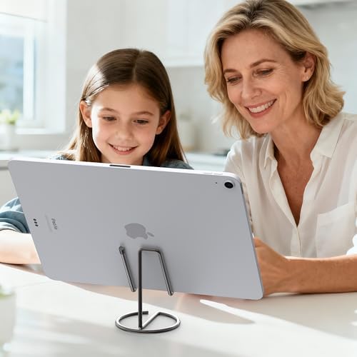 Metal Cell Phone Stand for Desk, Cute One-Piece Phone Holder, Stable Desktop Display Dock for iPhone, iPad, Samsung, Tablets & All Mobile Phones, Gray - Image 6