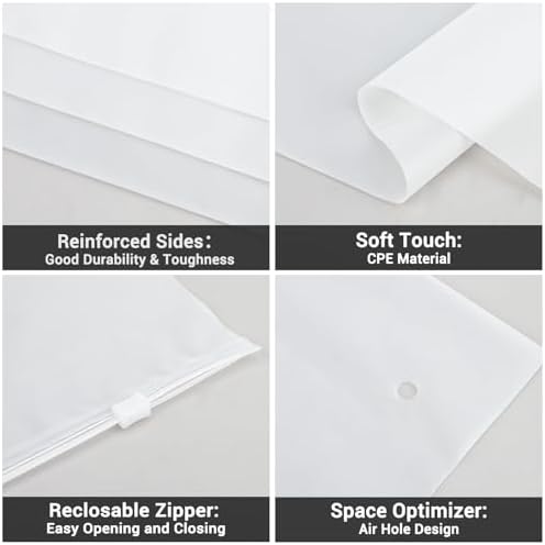 Frosted Zipper Bags for Clothes, 100 Pcs 14x20 inch, with Vent Holes - Image 2
