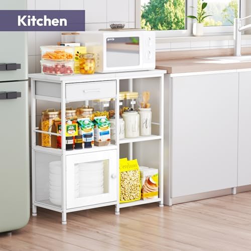 SWTYMIKI Coffee Bar Cabinet for Home - Farmhouse Coffee Stand Station Multi-Purpose Buffet Sideboard Cabinet - Kitchen Bar Table for Living Room, Corner, Small Space, White - Image 5