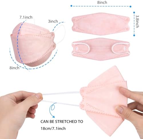 Borje KN95 Face Masks for Adults 50 Pack,5-Ply Pink Disposable Face Mask Against PM 2.5 Smoke & Dust, Filtration Efficiency 95% - Image 5