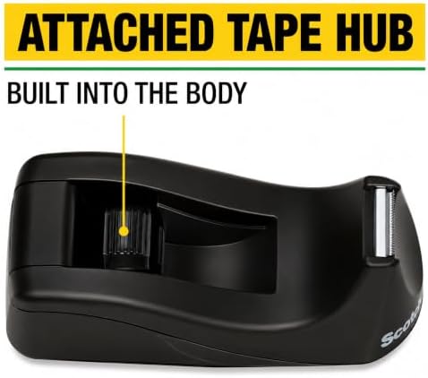 Scotch Desktop Tape Dispenser, Black, 12 Pack, Weighted Non-Skid Base - Image 4