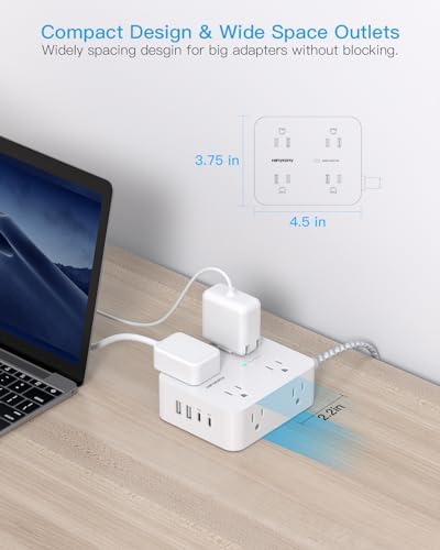 PD 30W USB C Power Strip Surge Protector 6Ft, 1080J Desk Charging Station - Image 6