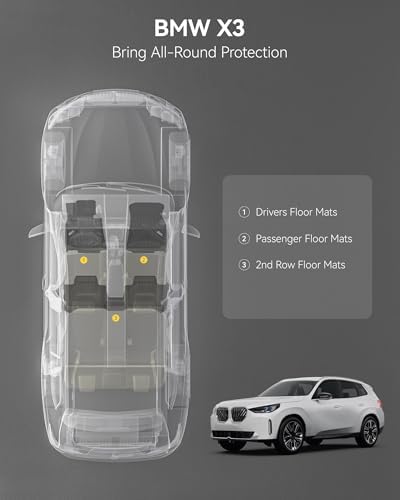 3W Floor Mats for BMW X3 G45 2025 2026, Accessories Custom Fit TPE All Weather Front & Rear Rows Waterproof Car Mats Liner for BMW X3 30/M50 xDrive - Image 3