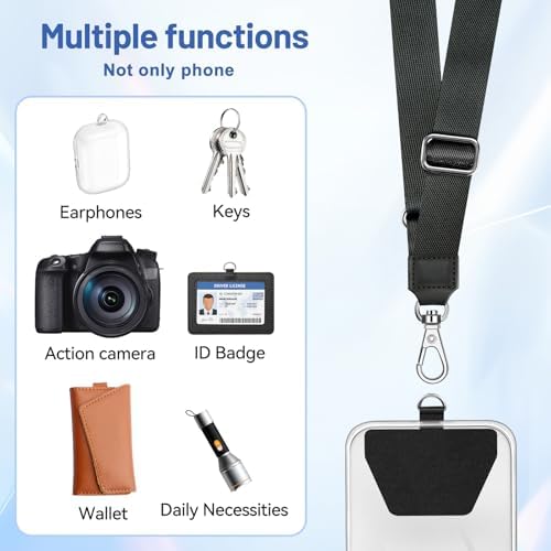 Doormoon Phone Lanyard, Universal Phone Charm Adjustable Neck Straps for Phone Case Keys ID Badges Compatible with iPhone, Samsung, Motorola, LG & Most Smartphones, 2 Pack, Rainbow - Image 6