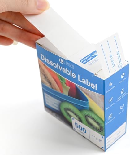L Liked 500 Stickers Use by 1 x 2 Inch Blue Dissolvable Food Labels - Image 3