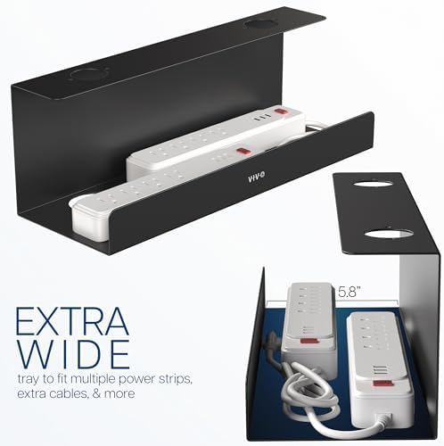 VIVO Black 17 inch Extra Deep Cable Management Tray, DESK-AC16-1C - Image 5