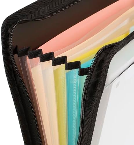 Five Star Expanding File Organizer + Study App, 7-Pocket Accordian File Organizer, Zipper Closure, Holds 8-1/2" x 11" Paper, Black (72709) (Pack of 6) - Image 5