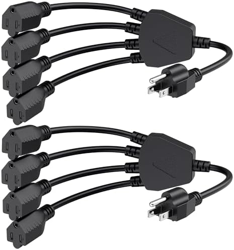Cable Matters 2-Pack 16 AWG 4 Outlet Power Splitter, AC Plug Splitter 1.5ft by CableMatters