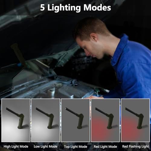 Working Light Portable, Rechargeable Work Lights with Magnetic Base Hanging Hook,360° Rotate 5 Modes,COB LED 700 Lumens Foldable Inspection Light for Car Repair, Grill and Outdoor Use(4pack) - Image 2