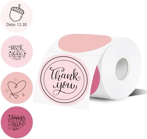 3 Inch Thermal Label,Pink Round Thermal Printer Label,Waterproof Thermal Stickers for DIY Logo Design,Name Tag,Thanks Card 300 Labels/Roll (Pink) by Unknown