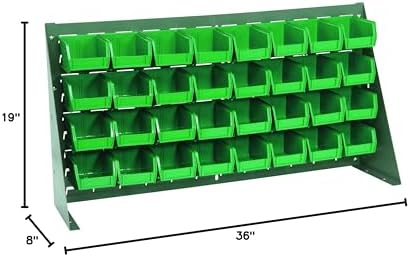 Quantum Storage Systems QBR-3619-210-32GN Ultra Bin Complete Bench Rack Package with 32 Ultra Bins, 36" x 8" x 19" , Green - Image 2