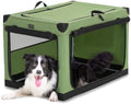 PETSFIT 36" Soft Portable Dog Crate – Patented Spiral Sturdy Frame, Collapsible Travel Kennel for Medium & Large Dogs, 3 Mesh Door, Lockable Zippers, Indoor & Car Use Green by Petsfit