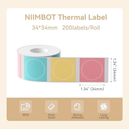 NIIMBOT Thermal Label 3 Packs, Label Size 34×34mm（1.33" x 1.33"）Round Color - Image 2