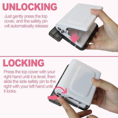 10 Hole Punch Binding Machine for Planner, Manual Binding System with 10 Multi-Color Binder Rings for Making 26 Holes on B5, 30 Holes on A4, 20 Holes on A5 Book, 10 Sheet Capacity - White - Image 5