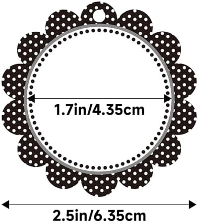 G2PLUS Gift Tags with String-50PCS Round Scalloped Paper Tags 2.5inches Large Blank Hanging Labels Craft Tag Black White Polka Dots Flower Edge Gift Wrap Hangtag for Wedding, Halloween Party Favors - Image 4