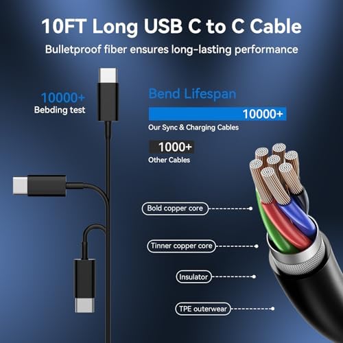 Phone 17 16 15 Charger Fast Charging Type C Chargers USB C Fast Charger Block & Phones 17 Charger Cord 10FT Long USB C Charging Cable for i.Phone 17/17 Pro/17 Pro Max/Air/Phone 16 15 Pro Max,Black - Image 3