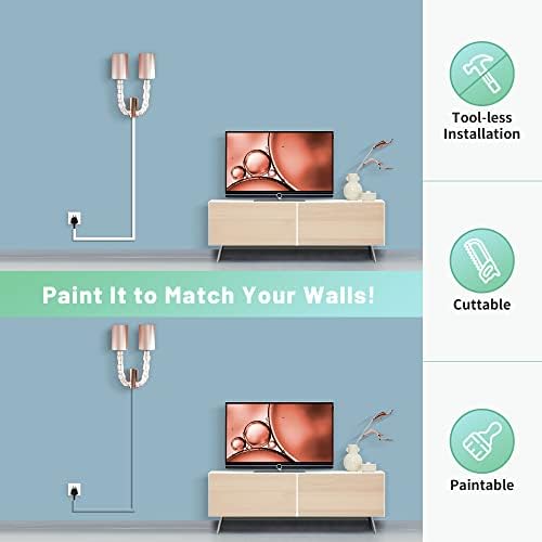 ZhiYo Wire Covers for 2 Cords, Cord Hider on Wall Mounted, 68in Cord Cover Kit, Cable Cover Paintable, Cable Concealer for Extension Cord/Ethernet Cable/Speaker Wire Hider, Black W0.7in H0.4in - Image 4