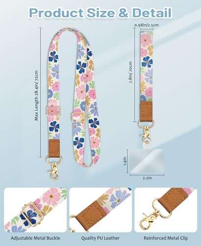 Yonlevres Phone Lanyard Crossbody Strap Wrist Neck Adjustable Women Floral - Image 6