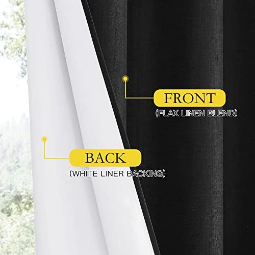 NICETOWN Black Vintage Open Linen Weave Flax Thermal Curtain for Patio Door - Image 6