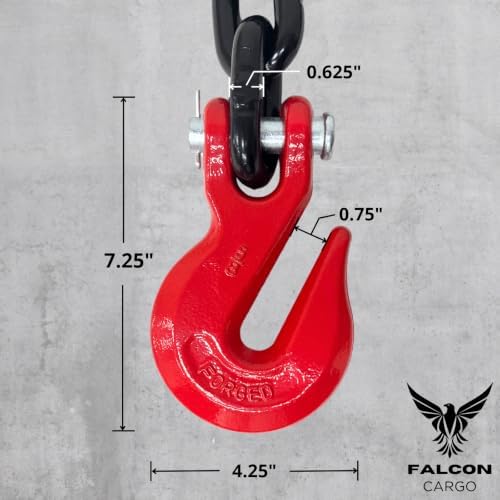 4PK Falcon Cargo 5/8" X 10' Grade 80 Transport Binder Chain - 18,100 LBS WLL - Clevis Grab Hook, Tie-Down, Towing - Image 5