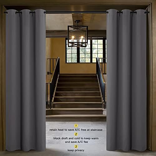 NICETOWN Closet Curtain for Bedroom Door Privacy, Faux Folding Accordion Doors, Blackout Noise Reducing Room Divider Curtains for Doorway Laundry Room Bifold Door (1 Panel, 5ft Wide x 9ft Long, Grey) - Image 2