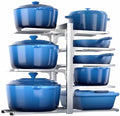 ORDORA Pots and Pans Organizer Under Cabinet 15.8" 8-Tier Adjustable Silver by ORDORA