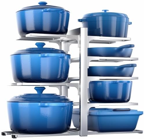 ORDORA Pots and Pans Organizer Under Cabinet 15.8" 8-Tier Adjustable Silver by ORDORA