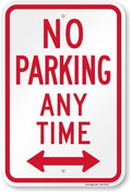 SmartSign 18 x 12 inch “No Parking Any Time” Metal Sign with Bidirectional Arrow, 120 mil Aluminum Composite (ACM), Engineer Grade Reflective Material, Red and White by SmartSign
