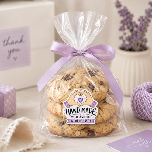 60pcs Handmade with Love and a Lot of Hustle Stickers, Craft Small Business Packaging Labels, Motivational Handmade Brand Stickers for Etsy Sellers, Round 2 Inch - Image 6