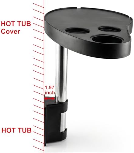 Hot Tub Tray Table with Cup Holders & Phone Holder, 360° Rotating Spa Side Table, Adjustable Hot Tub Side Table for Drinks, Snacks & Accessories, Waterproof Spa Tray - Image 6
